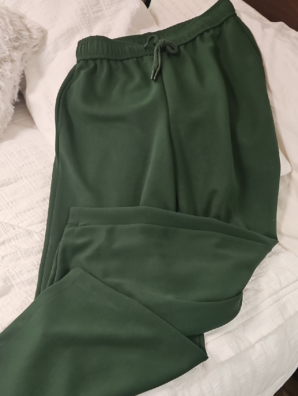 Deep Green Elastic Waist Jogger Pants Size L